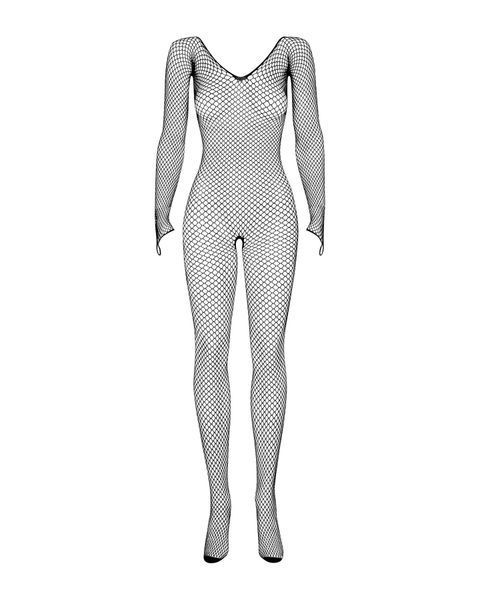 Сітчастий бодістокінг із довгим рукавом Obsessive Bodystocking N109 black S/M/L, чорний, комбінезон, SO7253 фото