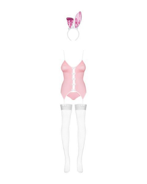 Еротичний костюм зайчика Obsessive Bunny suit 4 pcs costume pink S/M, рожевий, топ з підв&rsquo;язками, тр SO7254 фото