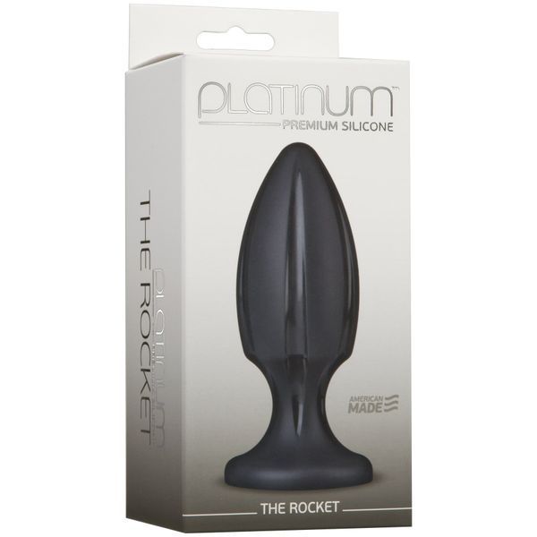 Анальний плаг із каналами для змащення Doc Johnson Platinum Premium Silicone &mdash; The Rocket &mdash; Black SO4916 фото