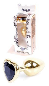 Анальний пробка Boss Series - Jewellery Gold Heart PLUG Black S, BS6400038 BS6400038 фото