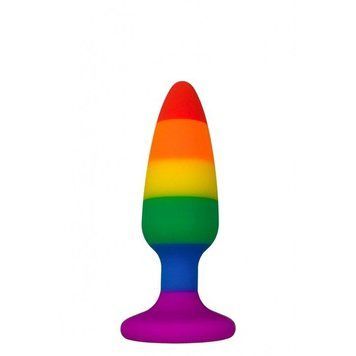 Силіконова анальна пробка Wooomy Hiperloo Silicone Rainbow Plug S SO7424 фото