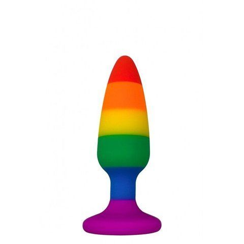 Силіконова анальна пробка Wooomy Hiperloo Silicone Rainbow Plug S SO7424 фото