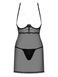 Прозора сорочка з відкритими грудьми Obsessive Pearlove chemise & thong black S/M, трусики SO7877 фото 3