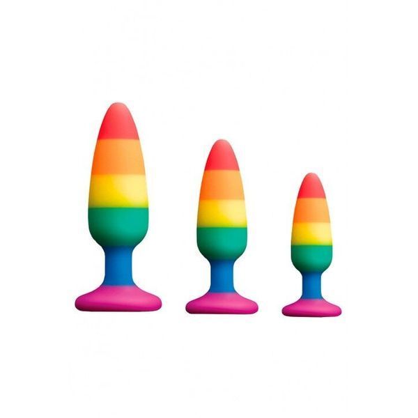 Силіконова анальна пробка Wooomy Hiperloo Silicone Rainbow Plug S SO7424 фото