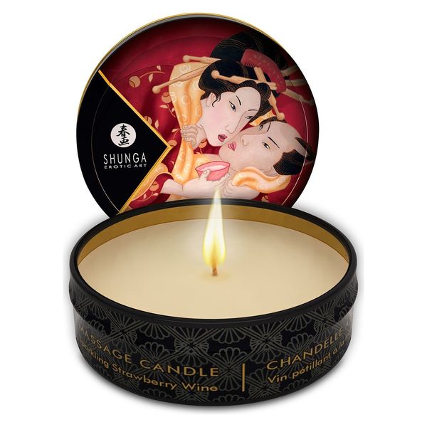 Масажна свічка Shunga Mini Massage Candle – Sparkling Strawberry Wine (30 мл) SO2519 фото