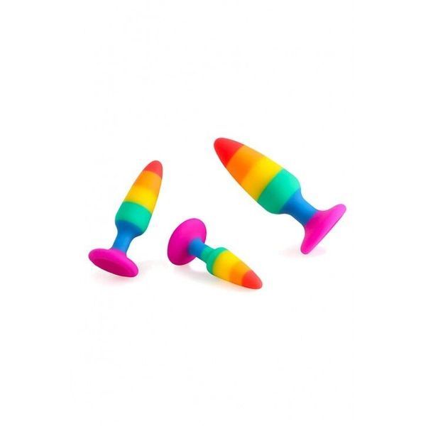 Силіконова анальна пробка Wooomy Hiperloo Silicone Rainbow Plug S SO7424 фото