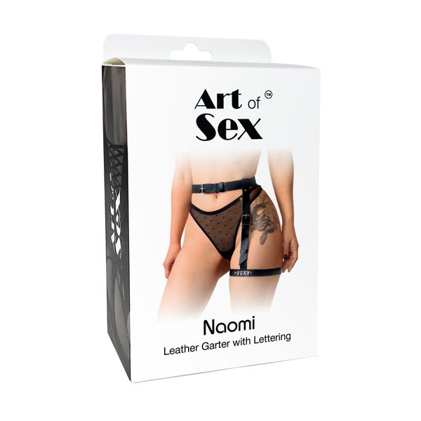 Гартер на ногу Art of Sex - Naomi з написом SEXY, натуральна шкіра, розмір XS-2XL, колір рожевий SO7511 фото