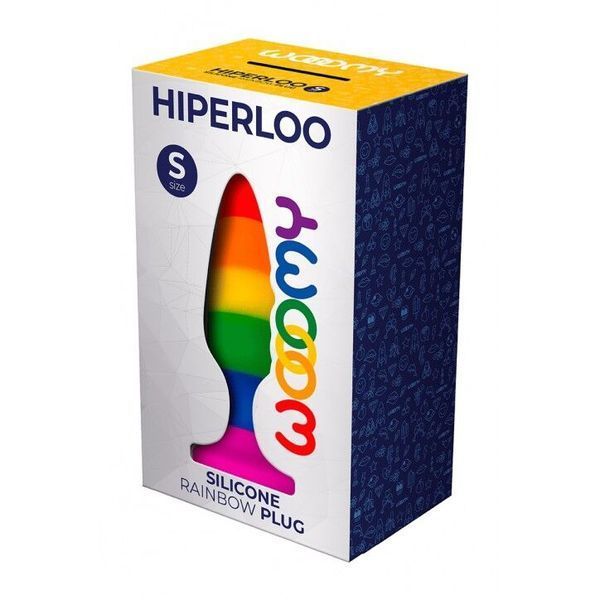 Силіконова анальна пробка Wooomy Hiperloo Silicone Rainbow Plug S SO7424 фото