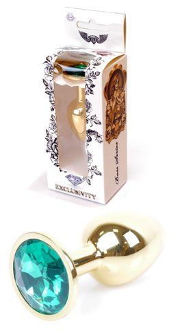 Анальна пробка Boss Series - Jewellery Gold PLUG Green S, BS6400024 BS6400024 фото