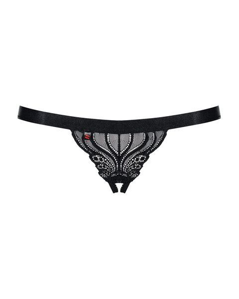 Мереживні танги з доступом Obsessive 828-THC-1 crotchless thong S/M, чорні SO7173 фото