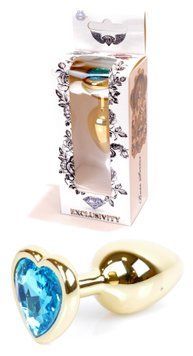 Анальний пробка Boss Series - Jewellery Gold Heart PLUG Light Blue S, BS6400040 BS6400040 фото