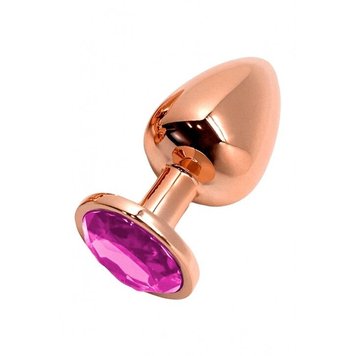 Металева анальна пробка Wooomy Tralalo Rose Gold Metal Plug Magenta L SO7425 фото