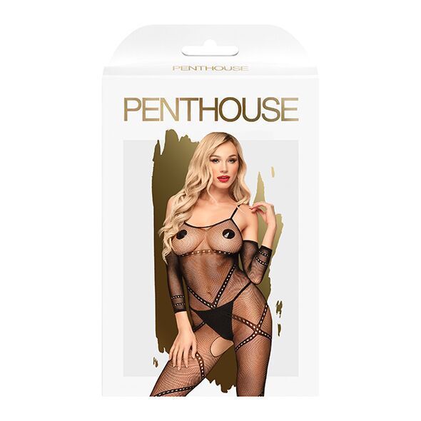 Бодістокінг з контрастним візерунком Penthouse - Under Arrest Black S/L SO4387 фото