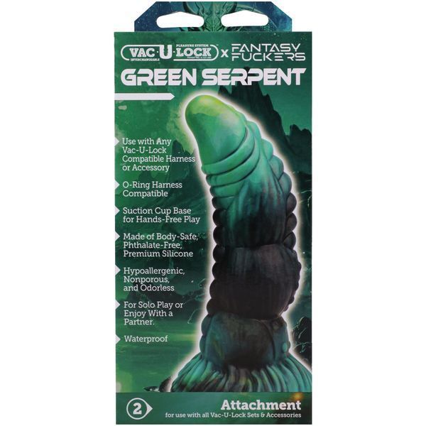 Фентезійний фалоімітатор Doc Johnson Vac-U-Lock x Fantasy Fuckers Green Serpent SX4418 фото