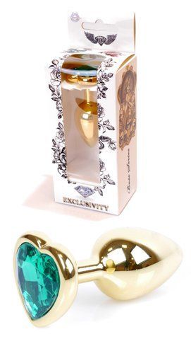 Анальний пробка Boss Series - Jewellery Gold Heart PLUG Green S, BS6400042 BS6400042 фото