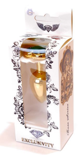 Анальний пробка Boss Series - Jewellery Gold Heart PLUG Green S, BS6400042 BS6400042 фото