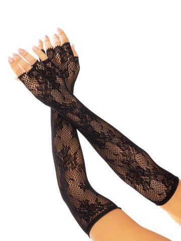 Мітенки Leg Avenue Lace Opera Length Fingerless Gloves Black SX1057 фото