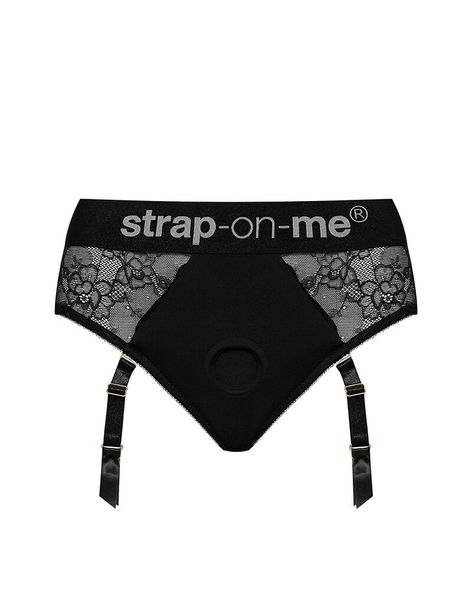 Мереживні труси для страпону з підв'язками для панчох Strap-On-Me DIVA HARNESS - M SO4513 фото