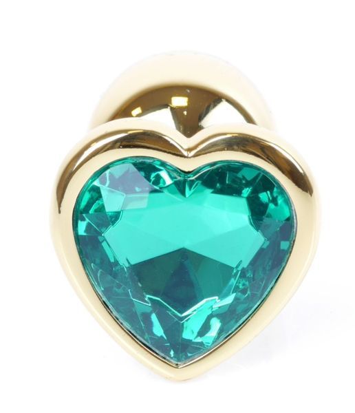 Анальний пробка Boss Series - Jewellery Gold Heart PLUG Green S, BS6400042 BS6400042 фото