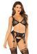 Комплект Leg Avenue Bra Top, String and Garter Belt Stockings One Size, Black SX1747 фото 1