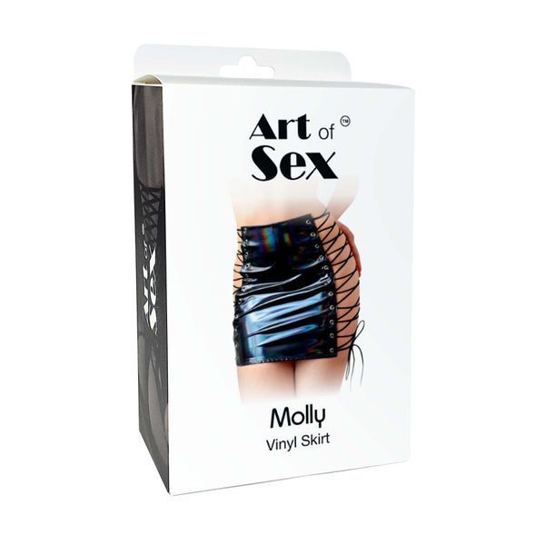 Лакована спідниця на шнурівці Art of Sex - Molly, колір чорний, XS-M SX3441 фото