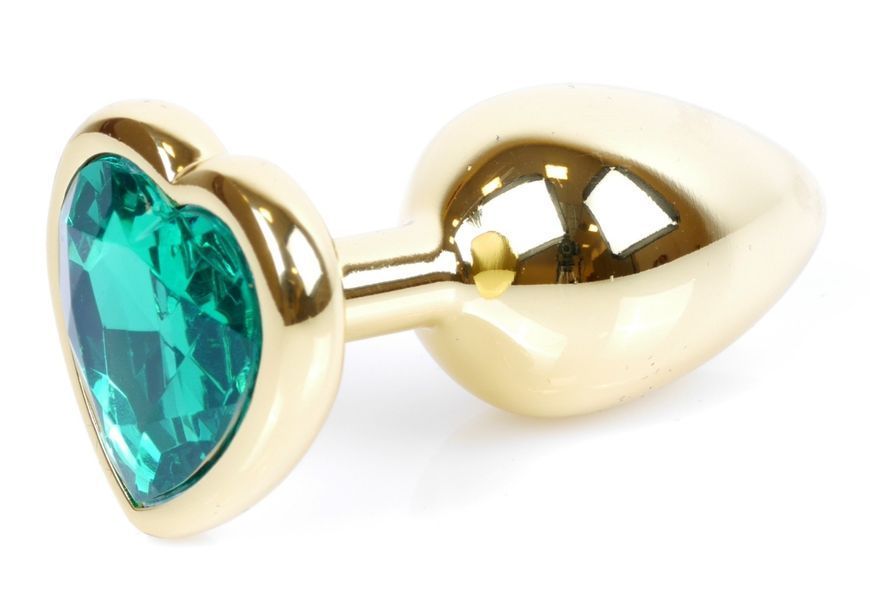 Анальний пробка Boss Series - Jewellery Gold Heart PLUG Green S, BS6400042 BS6400042 фото