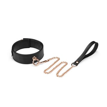 Нашийник з повідцем Liebe Seele Black Organosilicon Collar with Leash SO9484 фото