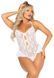 Боді Leg Avenue Lace Floral Lace Halter Teddy with Flutter Accent One Size, White SX1756 фото 1