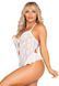 Боді Leg Avenue Lace Floral Lace Halter Teddy with Flutter Accent One Size, White SX1756 фото 4
