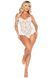 Боді Leg Avenue Lace Floral Lace Halter Teddy with Flutter Accent One Size, White SX1756 фото 5