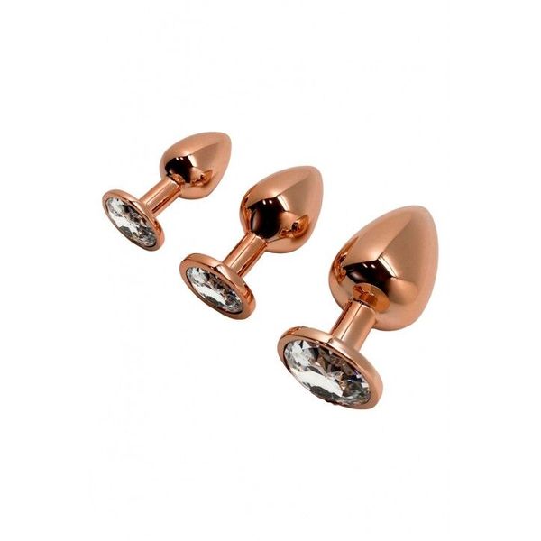 Металева анальна пробка Wooomy Tralalo Rose Gold Metal Plug Size M SO7428 фото