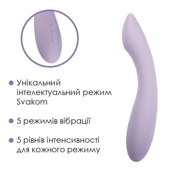 Вібратор для точки G з інтелектуальним режимом Svakom Amy 2 Pastel Lilac SO8770 фото