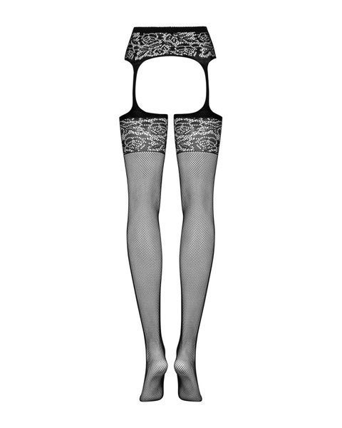 Сітчасті панчохи-стокінги з імітацією гартерів Obsessive Garter stockings S500S/M/L, чорні, з доступ SO7273 фото