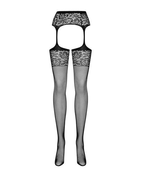 Сітчасті панчохи-стокінги з імітацією гартерів Obsessive Garter stockings S500S/M/L, чорні, з доступ SO7273 фото