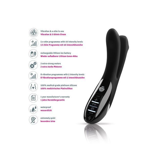 Вібратор подвійний з електростимуляцією Mystim Tingling Aparte eStim Black SO2989 фото